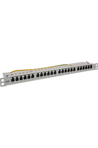 Panneau de brassage InLine 19" Cat.6A 0,5 U 24 ports - avec protection anti-poussière - gris