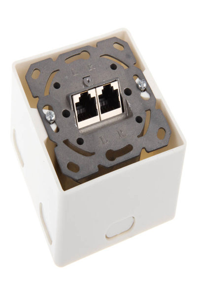 Boîtier de prise murale InLine Cat.6, montage en surface ou encastré, 2x RJ45 horizontal
