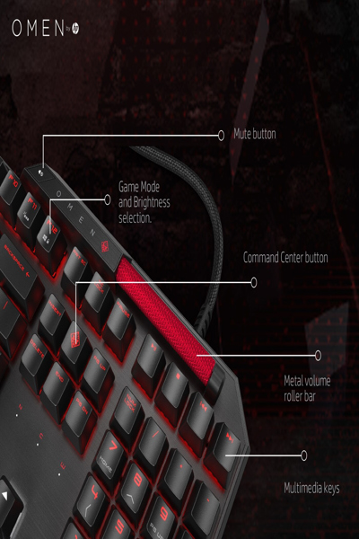 HP OMEN by Sequencer Keyboard: Full-size, Wired, Mechanical, Black - 2VN99AA