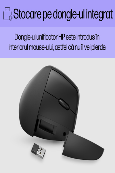 HP 920 Ergonomic Wireless Mouse: Right-hand, Vertical Design, 4000 DPI - 6H1A4AA