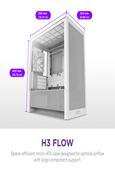 NZXT H9 H3 Flow midi-torn-PC vit - CC-H31FW-01