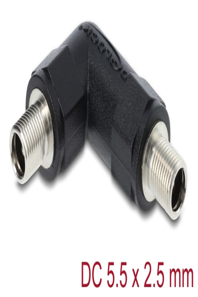 Delock Barrel Plug Adapter DC 5.5 x Jack with Thread angled - 90944
