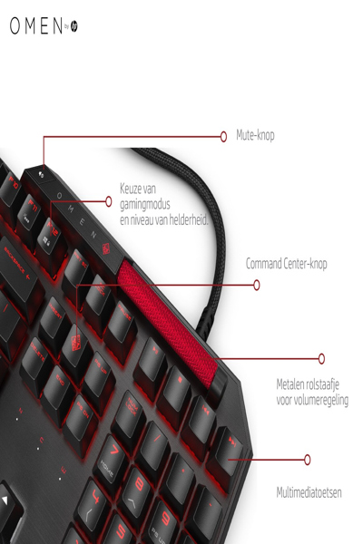 HP OMEN by Sequencer Keyboard: Full-size, Wired, Mechanical, Black - 2VN99AA