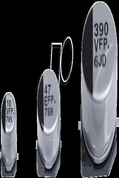 Panasonic EEEFP1V151AP, Fixed capacitor, Aluminium, Surface, Cylindrical, 500 pcs, Black, Grey - EEEFP1V151AP