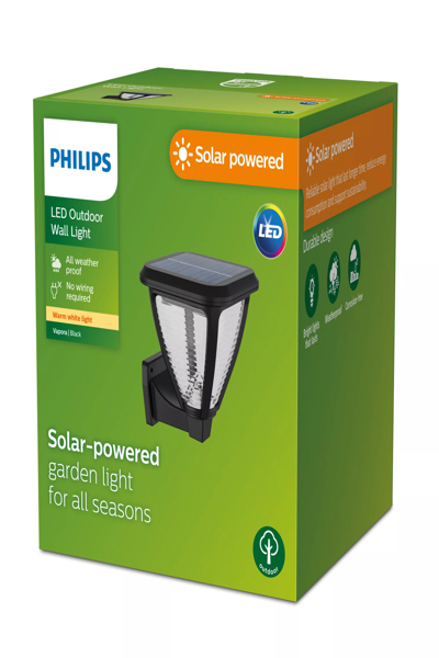 Philips Vapora Wall Light 1.5W - Outdoor wall lighting - Black - Plastic - IP44 - Facade - Garden - Patio - III