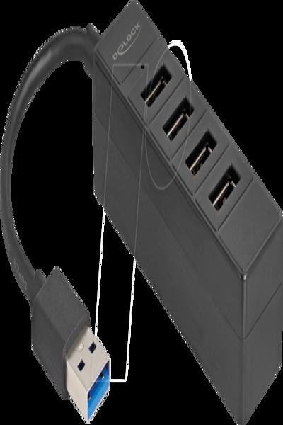 Delock 4-Port USB 3.2 Gen 1 (5 Gbps) USB-A Hub - 64350