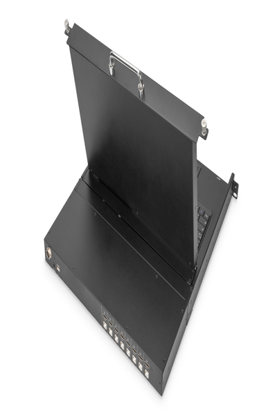 DIGITUS Modulär HD LCD KVM-konsol med 17" TFT, 8-portars HDMI KVM-anslutning, pekplatta, amerikanskt tangentbordslayout - DS-72220-6US