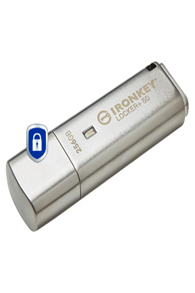 Kingston IronKey 256GB Locker Plus 50 AES Encryption - 256 GB - USB Type-A - 3.2 Gen 1 (3.1 Gen 1) - 145 MB/s - Cap - Silver - IKLP50/256GB