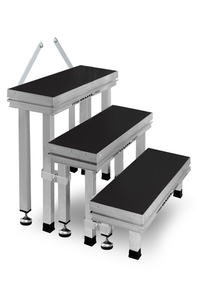 Guil ECT20-60 - Escalier modulaire en aluminium à 3 marches avec pieds, marche 300