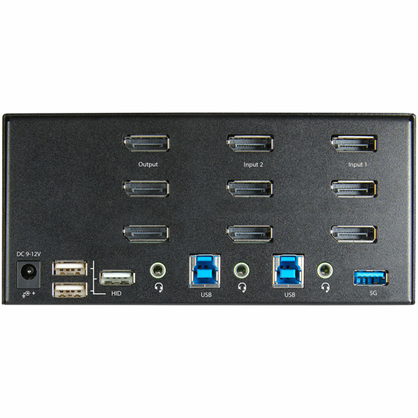 StarTech 2 port DisplayPort KVM Switch - 4K 60 Hz UHD HDR - DP 1.2 KVM switch with USB 3.0 hub with 2 ports (5 Gbit/s) and 4x USB 2.0 HID ports - Audio - Hotkey - TAA (SV231TDPU34K) - SV231TDPU34K