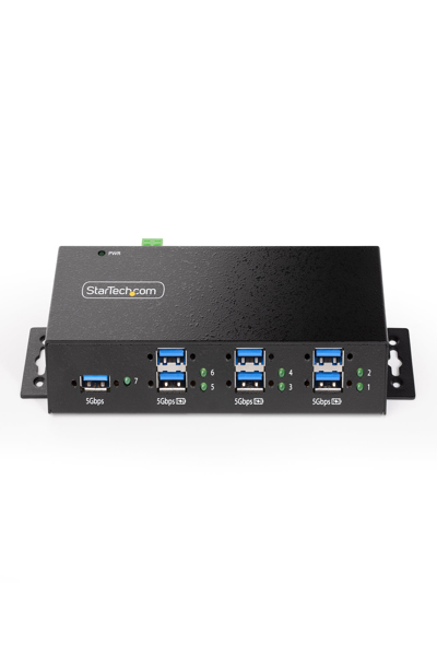 StarTech.com 7-Port Managed USB Hub with 7x USB-A, Heavy Duty with Metal Industrial Housing, ESD & Surge Protection, Wall/Desk/Din-Rail Mountable, USB 3.0/3.1/3.2 Gen 1 5Gbps - 5G7AINDRM-USB-A-HUB