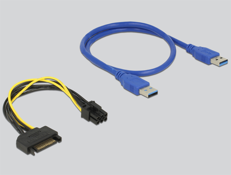 Delock 41426 - Riser card PCIe x1 > x16 with 60 cm USB cable - 41426