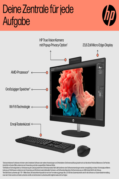 HP 24-cr0110ng All-in-One PC: Ryzen 3 7320U, 4.1 GHz - A3HE5EA