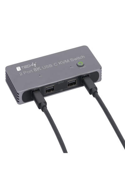 Techly KVM Switch USB-C 2in 1 out - Kvm Switch - USB Typ C - IDATA-KVM-DPC8K