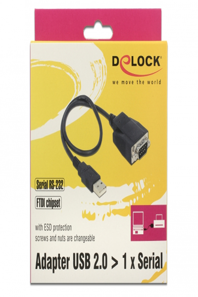 Adaptateur série Delock - USB Type A (M) vers DB-9 (M)