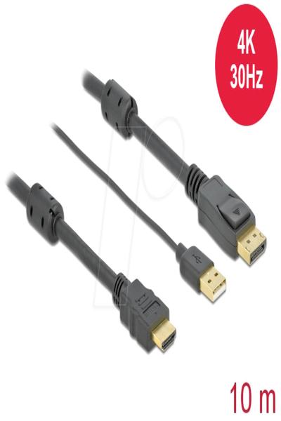 Delock Video-/ljudkabel - HDMI, USB (endast ström) hane till DisplayPort hane - 85968