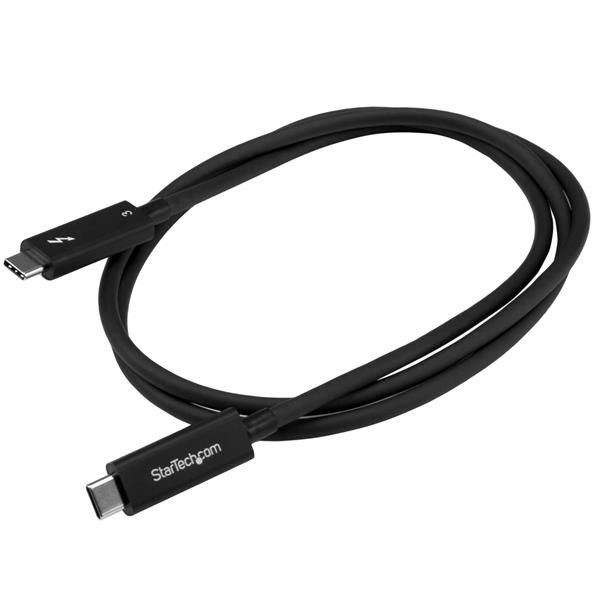 StarTech 3 ft. (1 m) Thunderbolt 3 Cable with 100W Power Delivery - 40Gbps - Male - Male - 1 m - Black - Nickel - 40 Gbit/s - TBLT3MM1MA