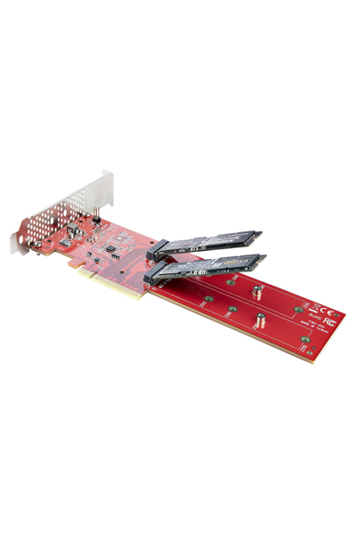 StarTech.com Dubbelt M.2 PCIe SSD-adapterkort, x8/x16 Dubbel NVMe eller AHCI M.2 SSD till PCI Express 4.0, Upp till 7,8 GBps/enhet, För 2242/2260/2280/22110 mm PCIe M-Key M2 SSD-diskar, Bifurcation krävs - DUAL-M2-PCIE-CARD-B