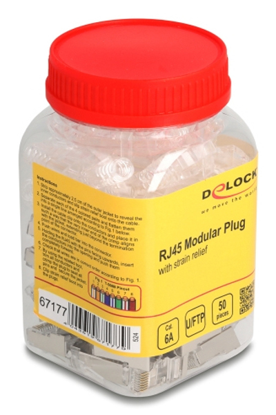 Delock RJ45 Modularer Stecker Cat.6A mit KnickschutztÃƒÂ¼lle - Cable/adapter set - Network - 67177