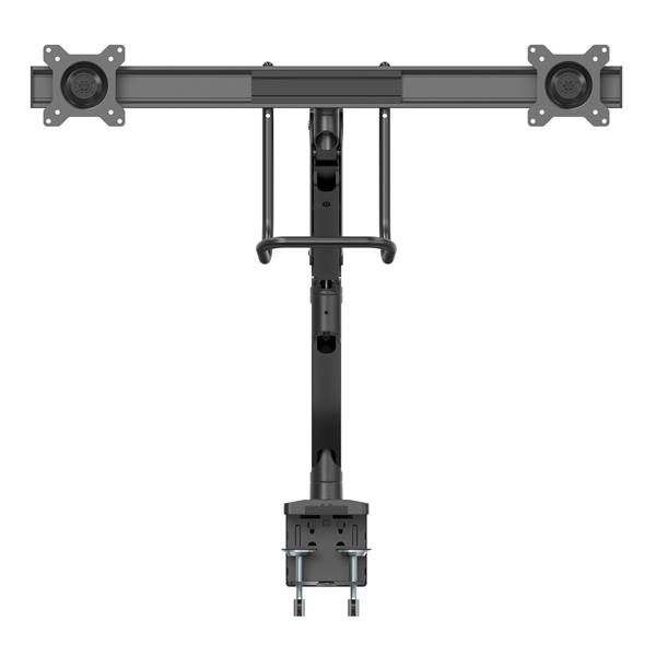 StarTech ARMSLMBARDUO monitor mount (dual monitor, synchronized height adjustment, desk clamp, VESA) - desk mount for 2 monitors (adjustable arm) - sturdy steel - black - screen size: 43.2-81.3 cm (17"-32") - ARMSLMBARDUO