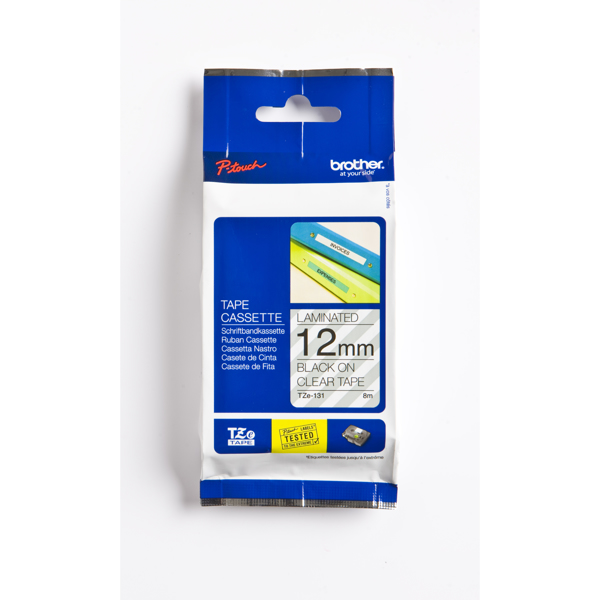 Brother TZ131 Svart på genomskinlig - TZE131