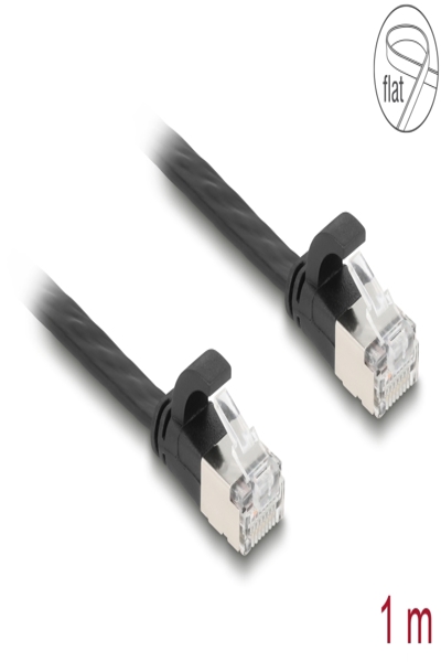 Delock RJ45 Flachband Patchkabel Stecker zu Cat.6a schwarz - Cable - Network - 81163