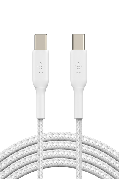 Belkin USB-C till flätad PVC-kabel 1m tvåpack - Digital anslutning - CAB004BT1MWH2PK