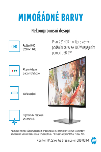 HP Z25xs G3 QHD USB-C DreamColor Display: 25-inch, 2560x1440 - 1A9C9AA#UUZ