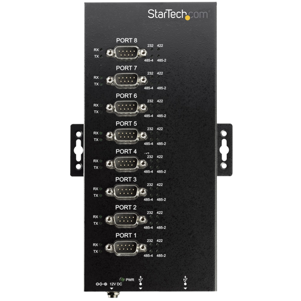 StarTech 8 Port Industrial USB to RS232/ 422/ 485 Serial Adapter - 15kv ESD Protection - USB to Serial Adapter - Serial Adapter - USB 2.0 - RS-232/422/485 x 8 - Black - ICUSB234858I