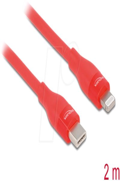 Delock USB Type-C to Lightning Data and Charging Cable MFi Certified - 2 m - Red - 86635