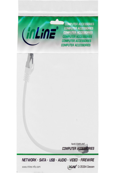Câble patch InLine - S/FTP (PiMf) - Cat.8.1 - 2000 MHz - sans halogène - blanc - 0,25 m