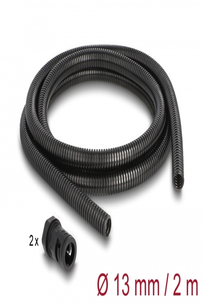 Delock Corrugated tubing - 13 mm, with PG9 conduit fitting set - 60462