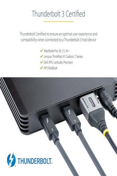 StarTech.com 4 Bay Thunderbolt 3 NVMe Enclosure, For M.2 NVMe Solid State Drives, 1x DisplayPort Video & 2x TB3 Downstream Ports, Up to 40Gbps, 72W Power Supply - M2E4BTB3