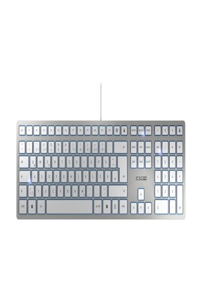 Cherry KC 6000 Slim - Full-size (100%) - Wired - USB - Mechanical - AZERTY - Silver - White - JK-1600BE-1