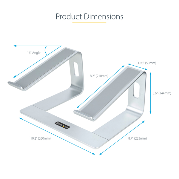 Laptop Stand for Desk, 5kg/11lb, Aluminum, Silver, Ergonomic (LAPTOP-STAND-SI... - LAPTOP-STAND-SILVER