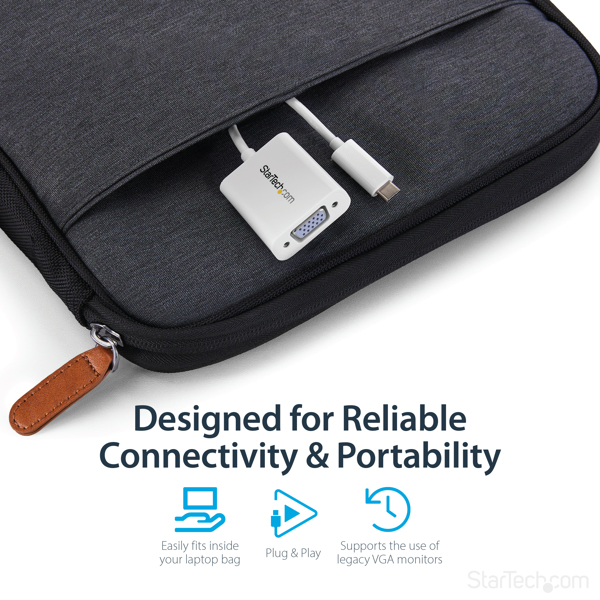 USB-C to VGA Adapter - White - 1080p - Video Converter For Your MacBook Pro / Projector / VGA Display (CDP2VGAW) USB / VGA adapter 17.5m - CDP2VGAW