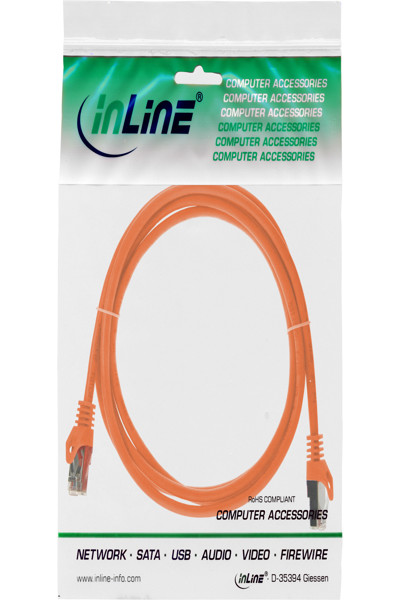 Câble de raccordement en ligne SF/UTP Cat.5e orange 3 m