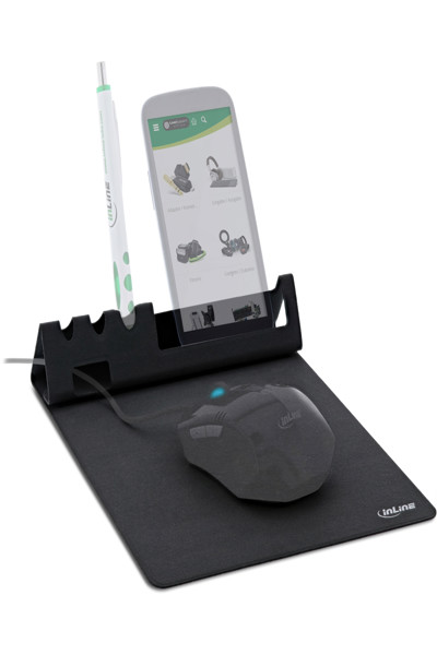Tapis de souris multifonction InLine avec support pour smartphone