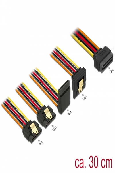 Delock Power splitter - SATA power (P) latched to SATA power (R) metal clip - 60148