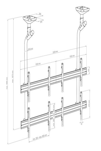 HAGOR CPS VIDEOWALL C2X2 46 - 55 CEILING MOUNT