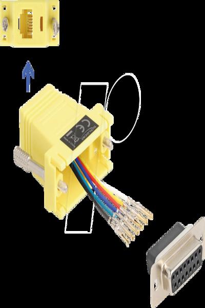 Delock Seriell adapter - 15-stifts D-Sub (DB-15) (hona) till RJ-12 (hona) - 67091