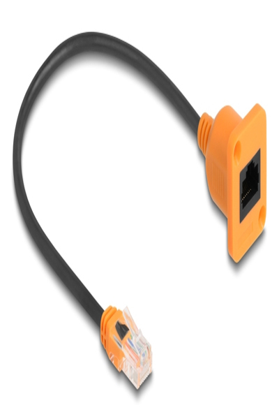 Delock D-Typ RJ45 Kabel Stecker zu Buchse Cat.5e UTP orange schwarz - Cable - Network - 90803
