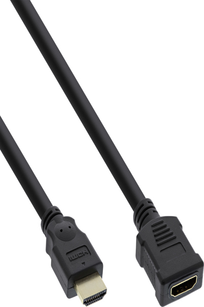 Câble HDMI InLine - Câble HDMI haute vitesse - M/F - noir - contacts dorés - 3 m
