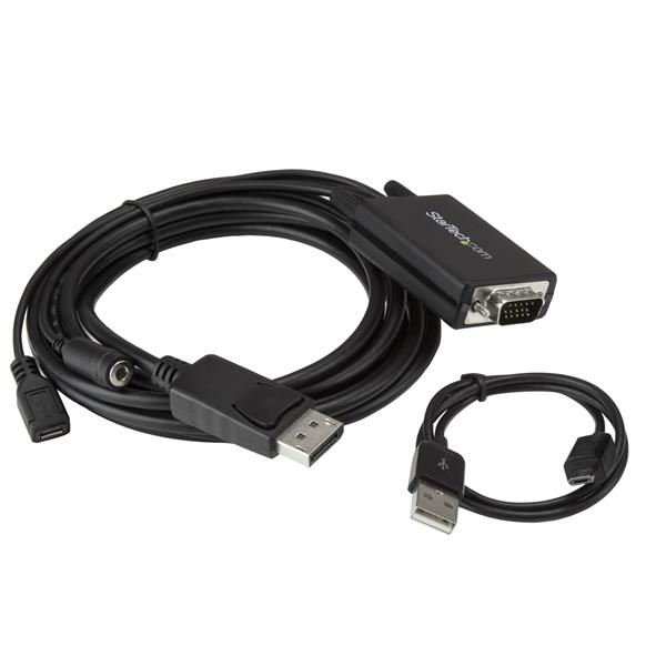 StarTech DisplayPort to VGA Adapter Cable with Audio - 10ft (3m) - 3 m - DisplayPort - VGA (D-Sub) - Male - Male - Straight - DP2VGAAMM3M