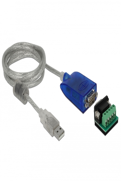 Delock Adapter USB Type-A to Serial RS-422/485 DB9 with surge protection 600 W and extended temperature range - 64055
