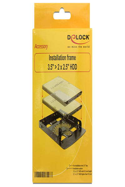Delock Installationsram 3,5" > 2 x 2,5" hårddisk - 18198