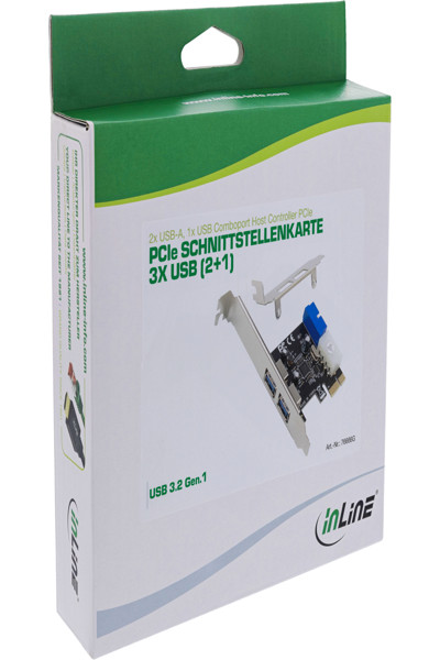 InLine 2+2ports USB 3.2 Gen.1 host controller - PCIe - w/SATA power + LP bracket - 76666G