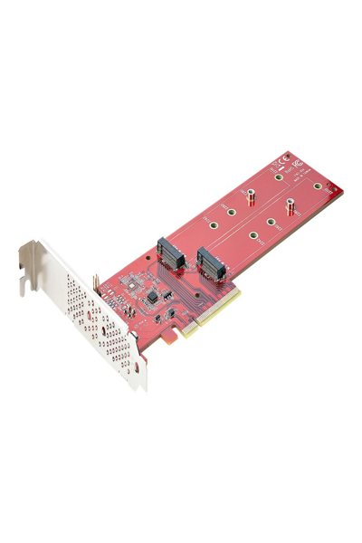 StarTech.com Dubbelt M.2 PCIe SSD-adapterkort, x8/x16 Dubbel NVMe eller AHCI M.2 SSD till PCI Express 4.0, Upp till 7,8 GBps/enhet, För 2242/2260/2280/22110 mm PCIe M-Key M2 SSD-diskar, Bifurcation krävs - DUAL-M2-PCIE-CARD-B
