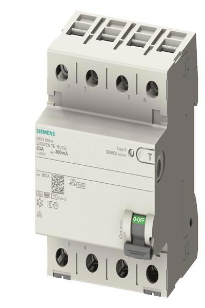 Siemens 5SV33464 FI Circuit Breaker 4-Pole 63A 0.03