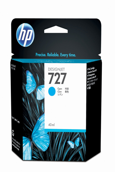 HP 727 Cyan Ink Cartridge: 40ml Original